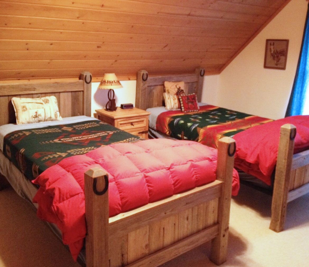 twin beds in barn